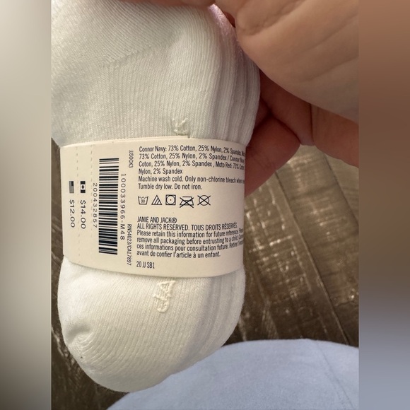 JANIE AND JACK NWT Varsity Crew Socks Blue Red Striped 2 pairs - Picture 3 of 3